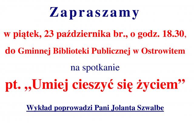 Spotkanie pt.  „Umiej cieszyć się życiem”