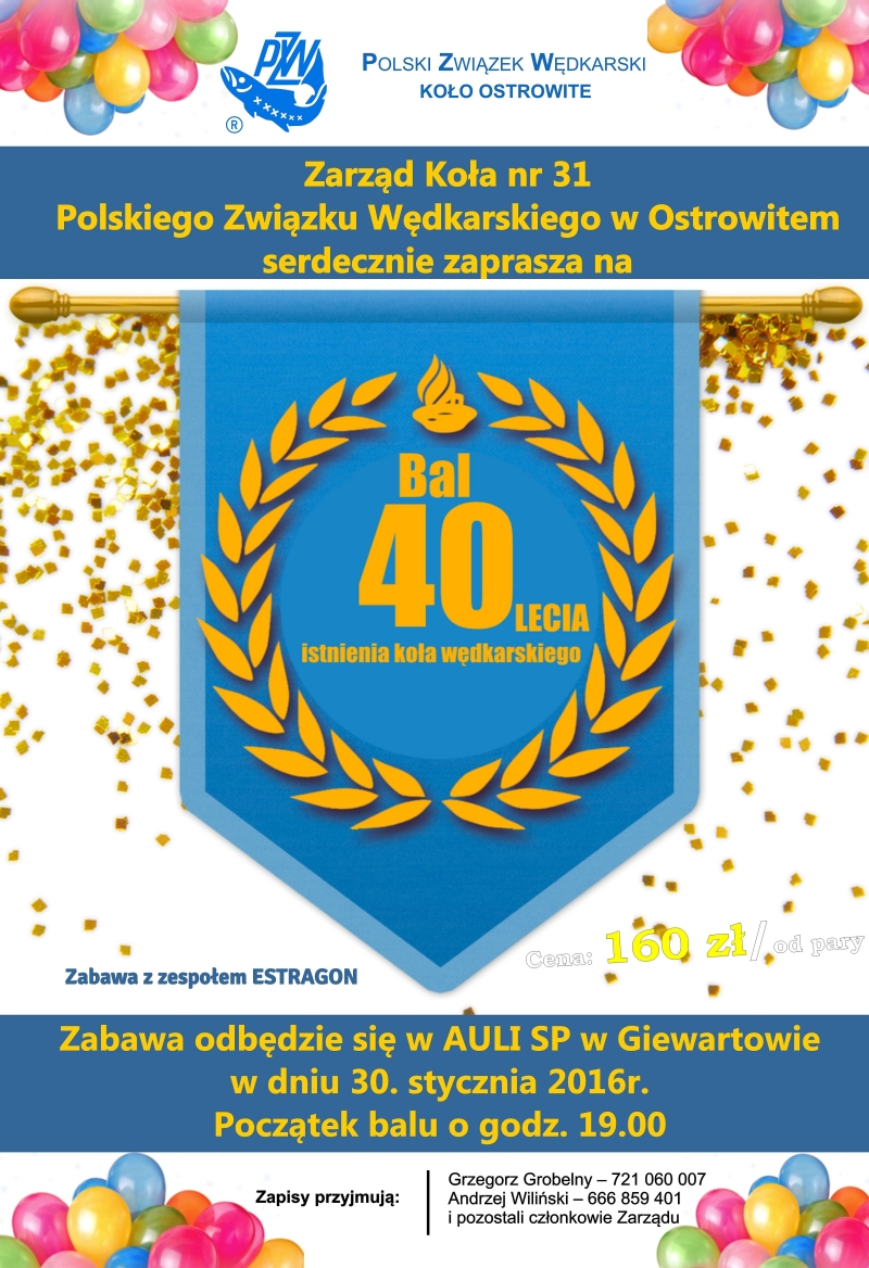 Bal z okazji czterdziestolecia istnienia koła wędkarskiego