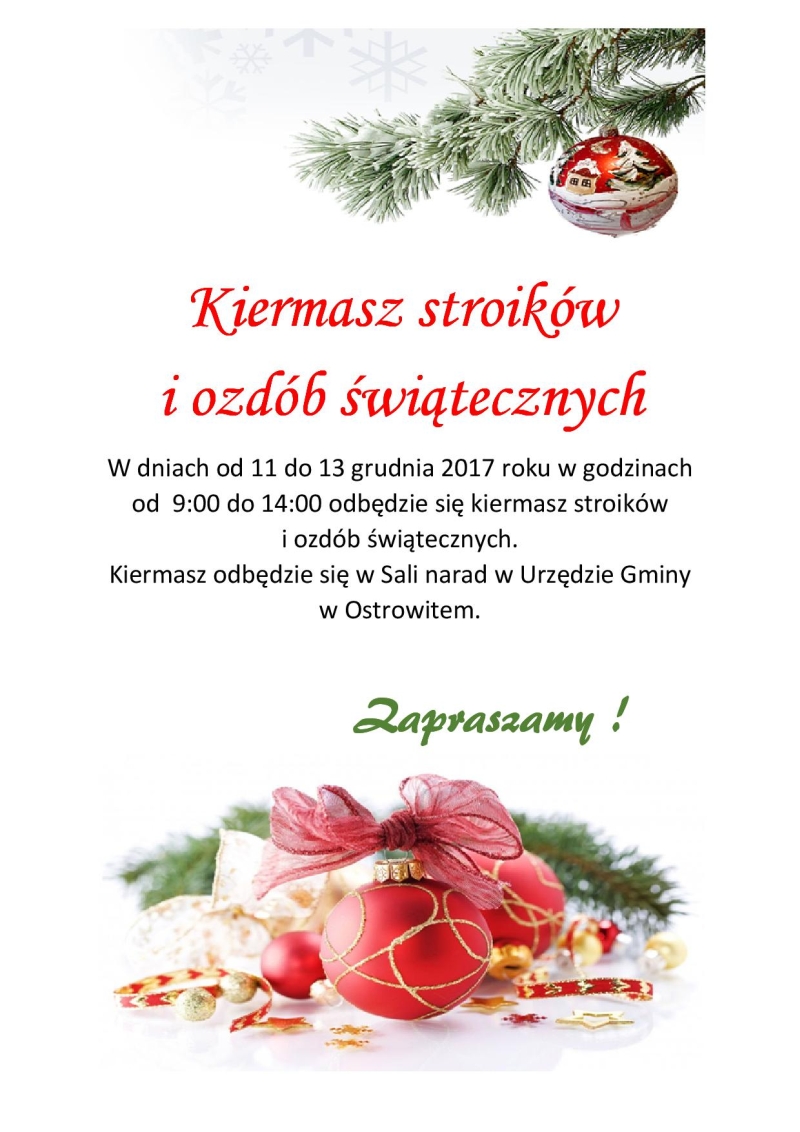 Kiermasz stroików i ozdób świątecznych