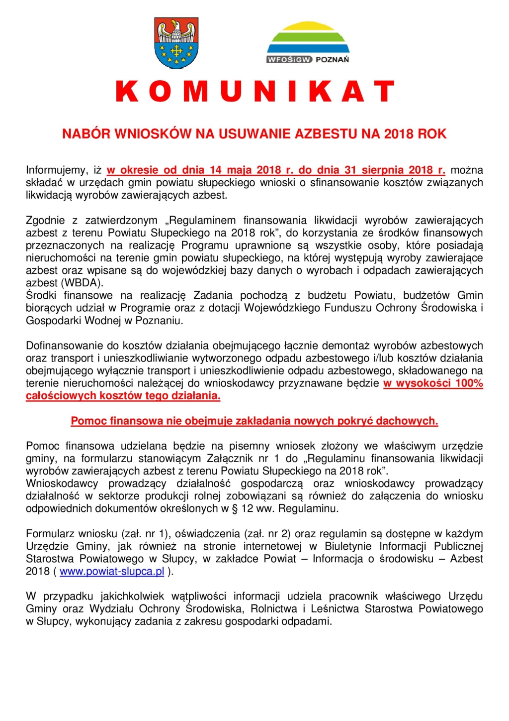 Nabór wniosków na usuwanie azbestu
