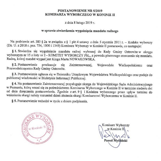 Wygaśnięcie mandatu radnego