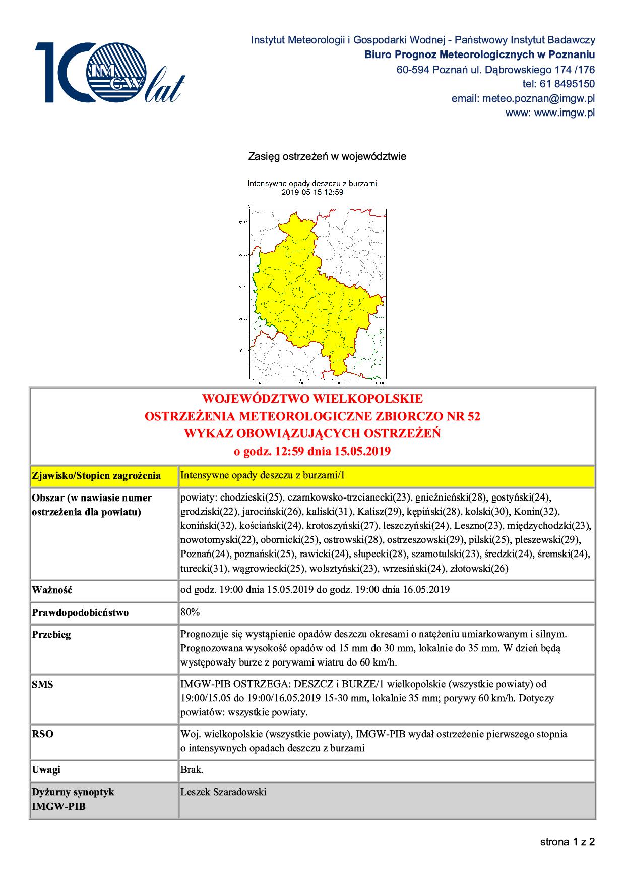 Ostrzeżenie metorologiczne