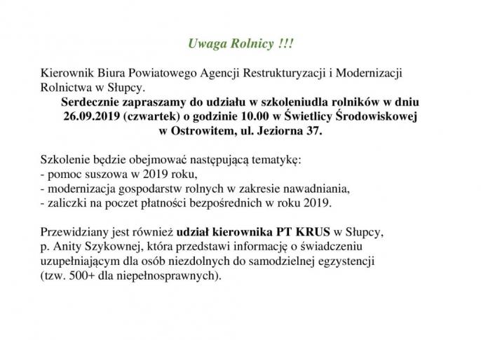Szkolenie dla rolników