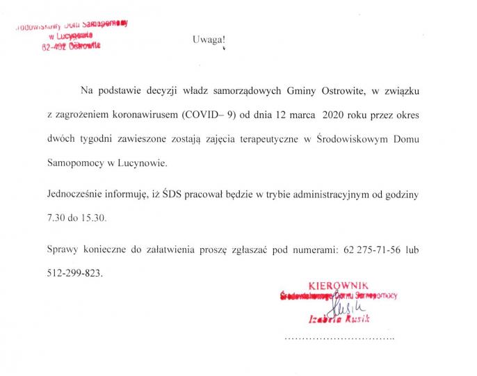 ŚDS w Lucynowie - informacja