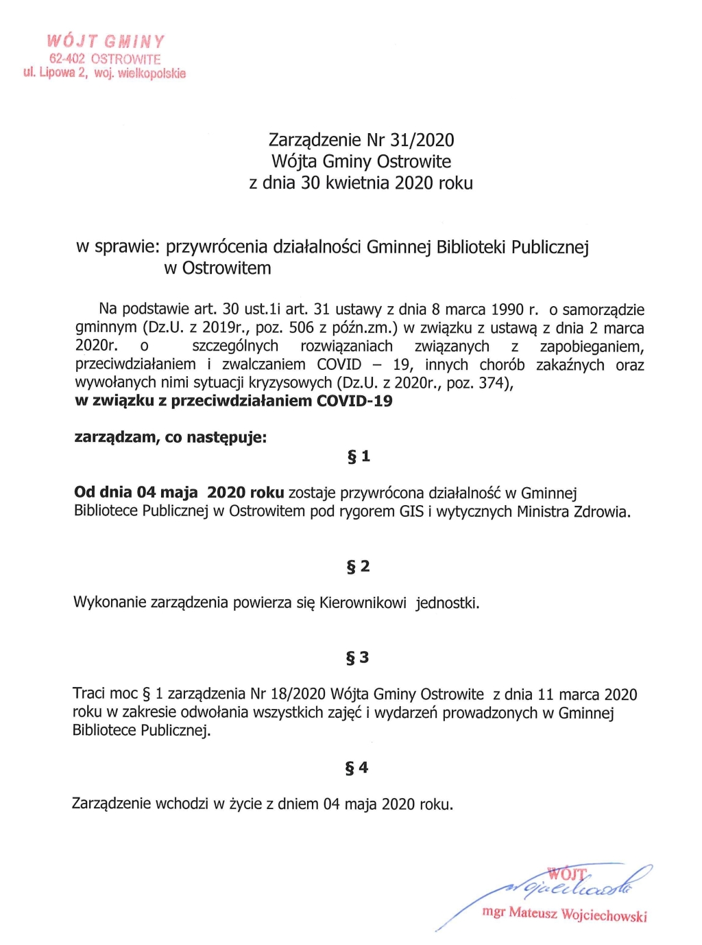 Biblioteka będzie otwarta