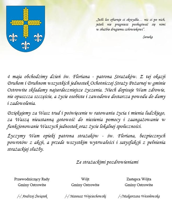 Życzenia dla Strażaków