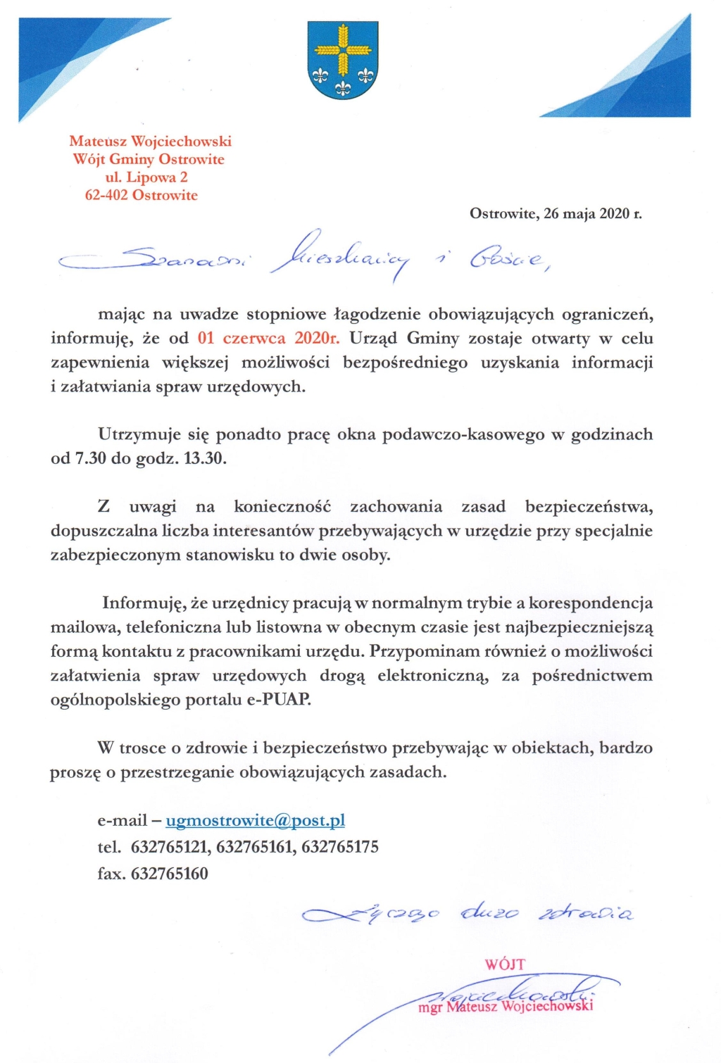 Od 1 czerwca urząd będzie otwarty