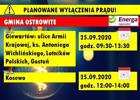 Planowane wyłączenia prądu w Giewartowie i Kosewie