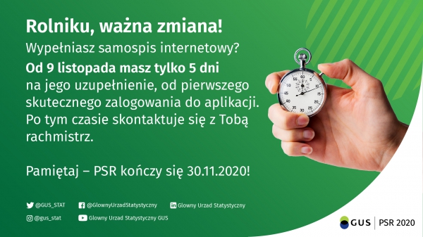 Skrócony czas na wypełnienie samospisu od pierwszego logowania