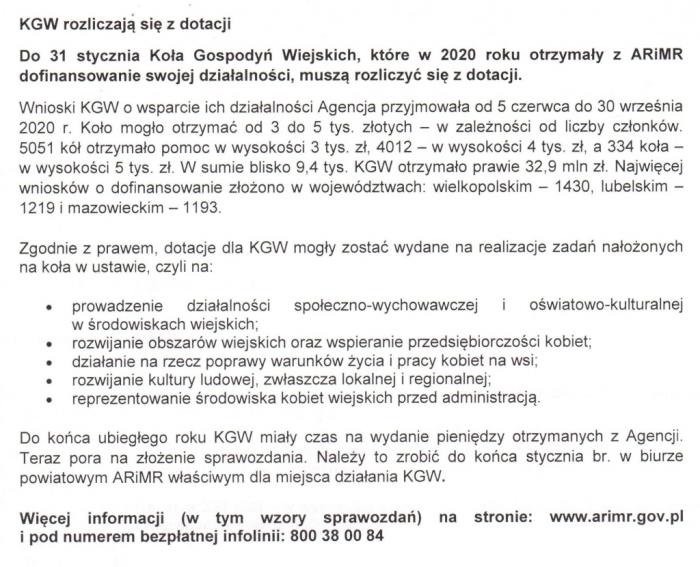 KGW rozliczają się z dotacji