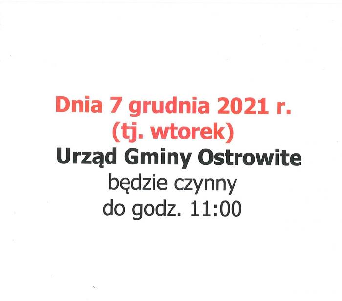 Zmiana godzin pracy urzędu