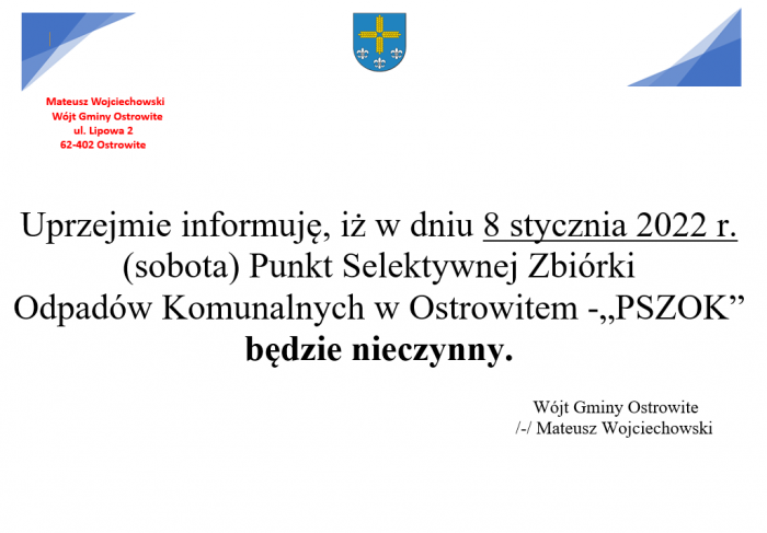 PSZOK będzie nieczynny