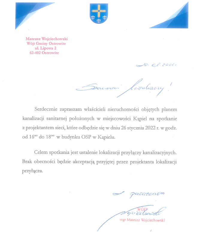 Spotkanie dla mieszkańców Kąpiela objętych planem kanalizacji sanitarnej