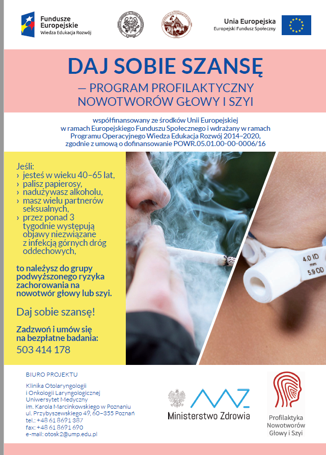Daj sobie szansę - Program profilaktyczny nowotworów głowy i szyi