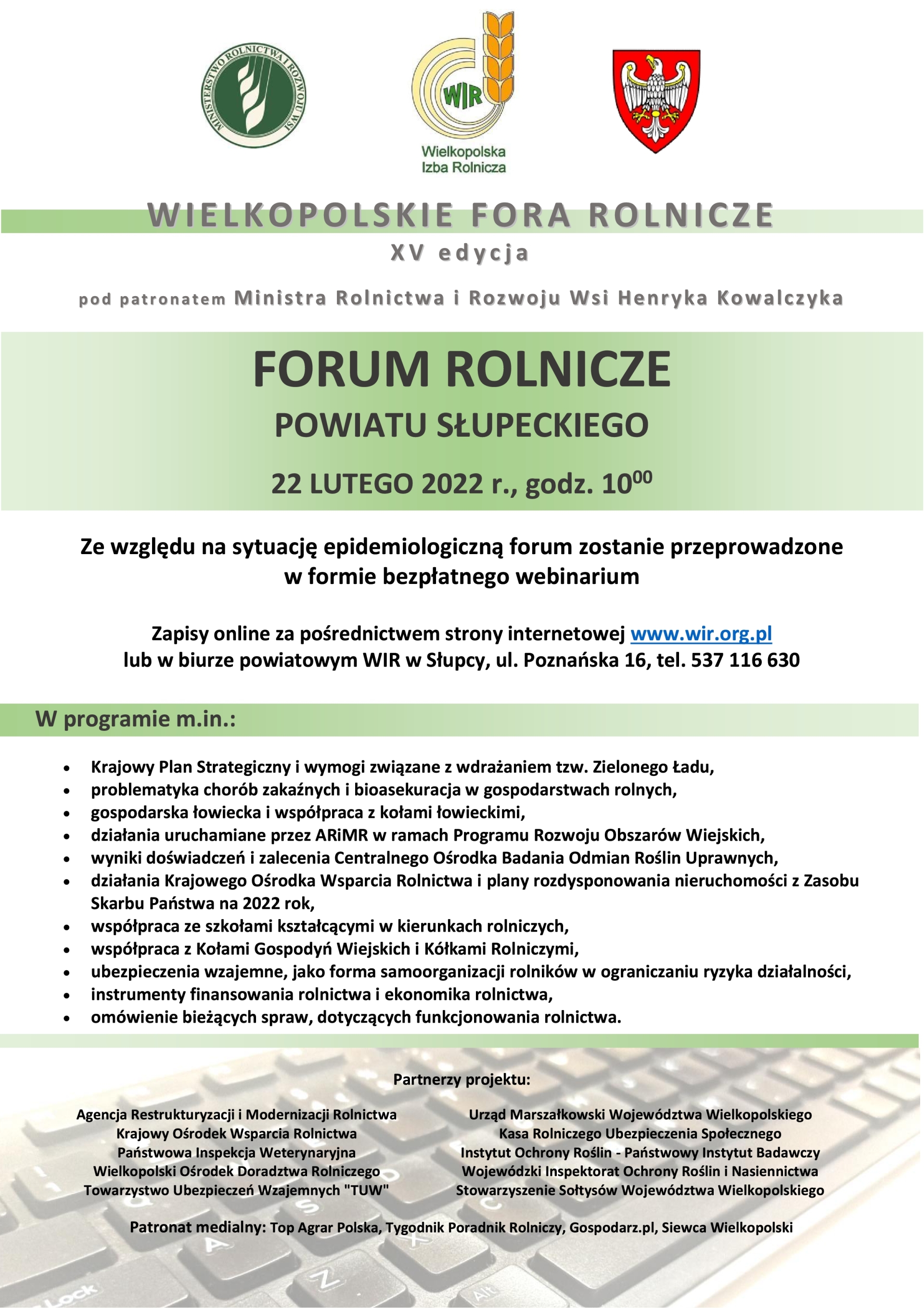  Zaproszenie na Forum Rolnicze Powiatu Słupeckiego - webinarium