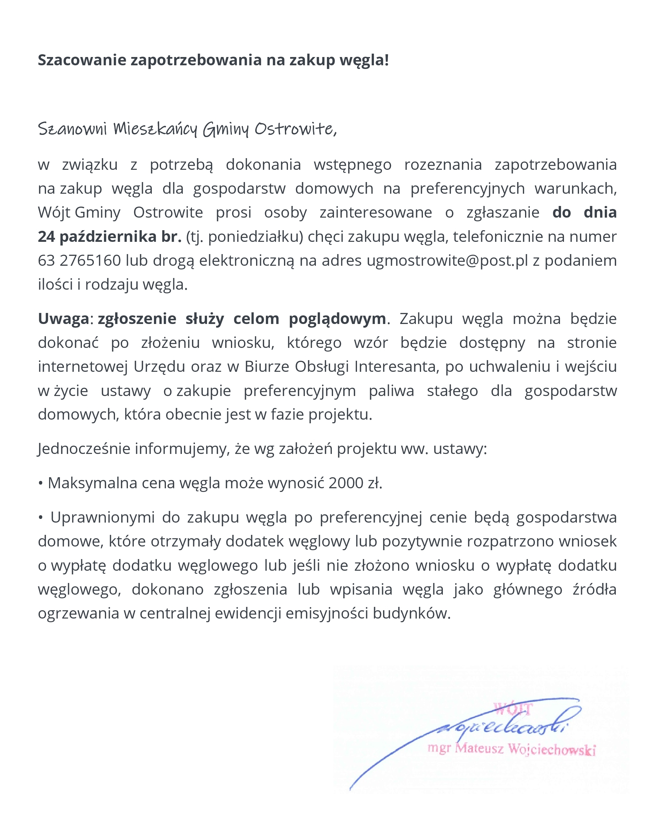Szacowanie zapotrzebowania na zakup węgla!
