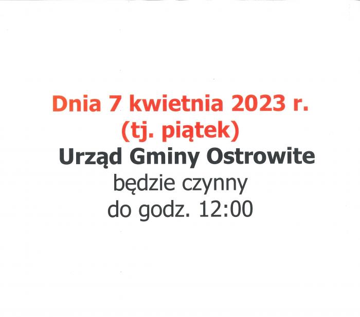 Zmiana godziny pracy urzędu