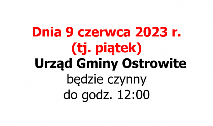 Zmiana godziny pracy urzędu