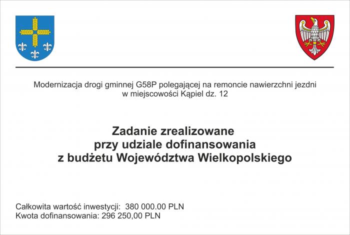 Modernizacja drogi gminnej G58P polegającej na remoncie nawierzchni jezdni w miejscowości Kąpiel dz. 12