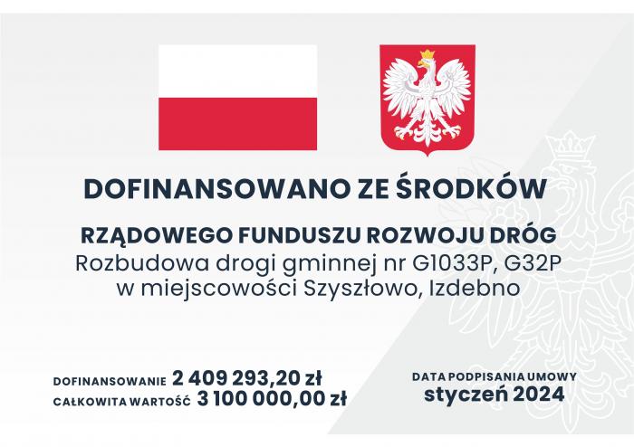 Rozbudowa drogi gminnej nr G1033P, G32P w miejscowości Szyszłowo, Izdebno