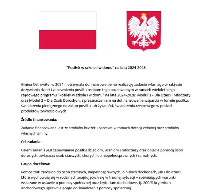 Posiłek w szkole i w domu″ na lata 2024-2028