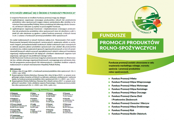 Informacja dotycząca obowiązku dokonywania wpłat na fundusze promocji produktów rolno – spożywczych