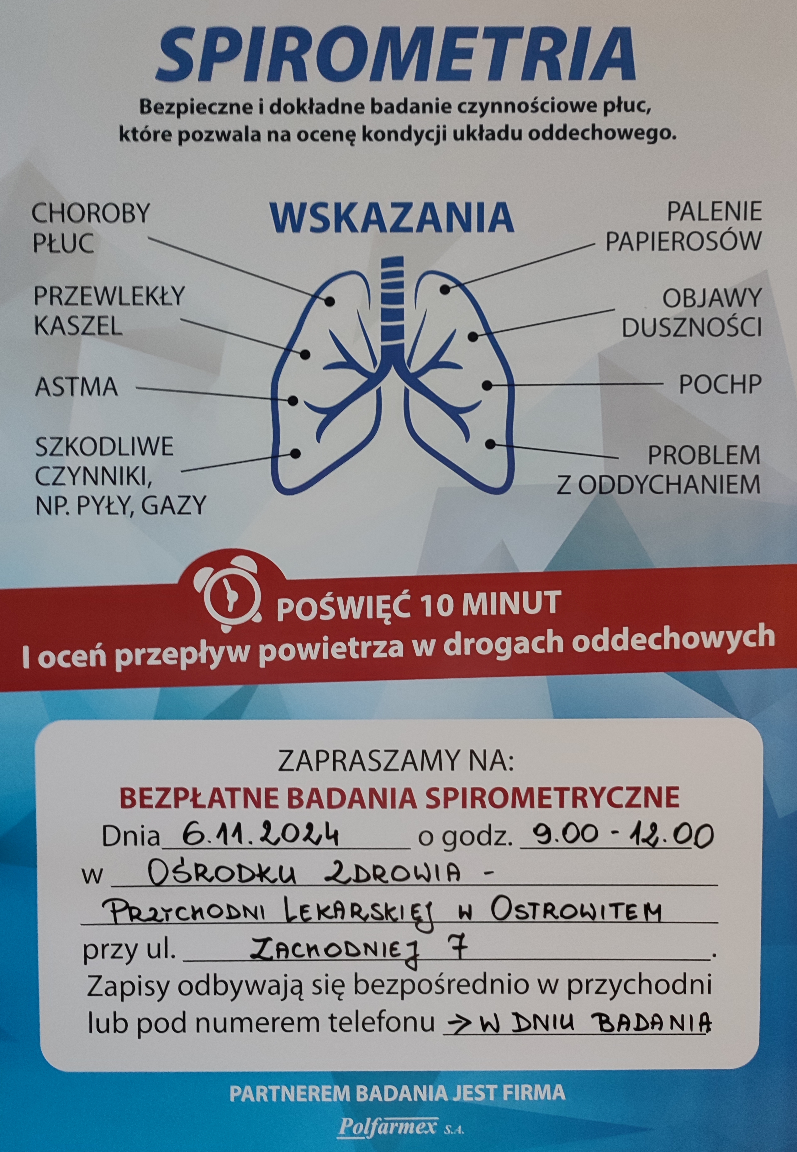 Bezpłatne badania spirometryczne