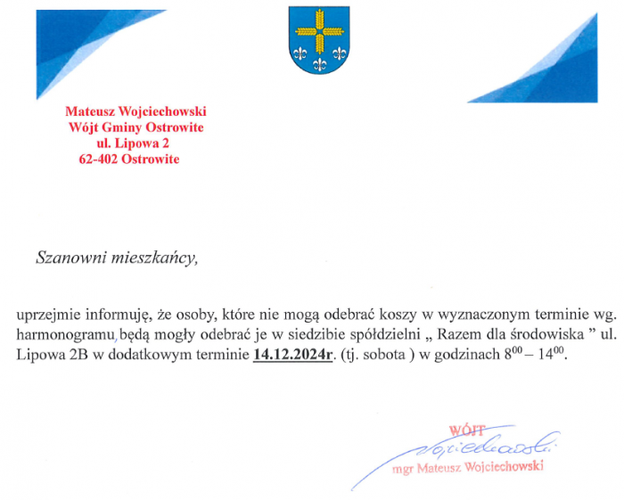 Odbiór koszy na śmieci