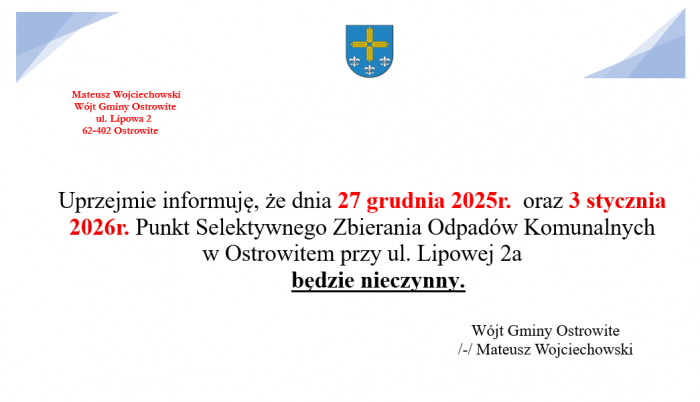 PSZOK będzie nieczynny