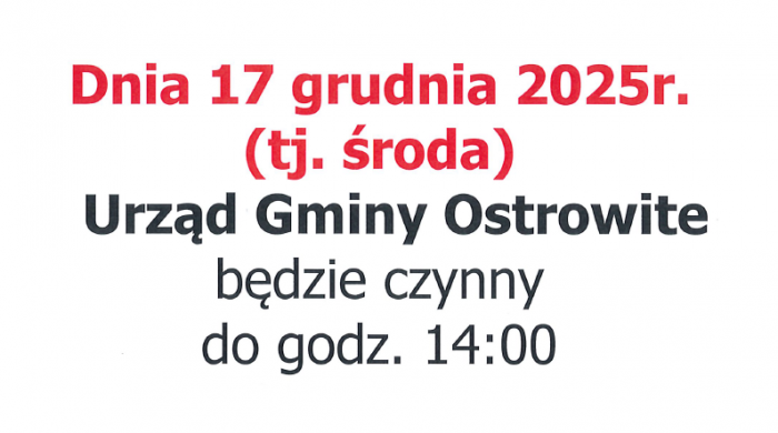 Zmiana godziny pracy urzędu