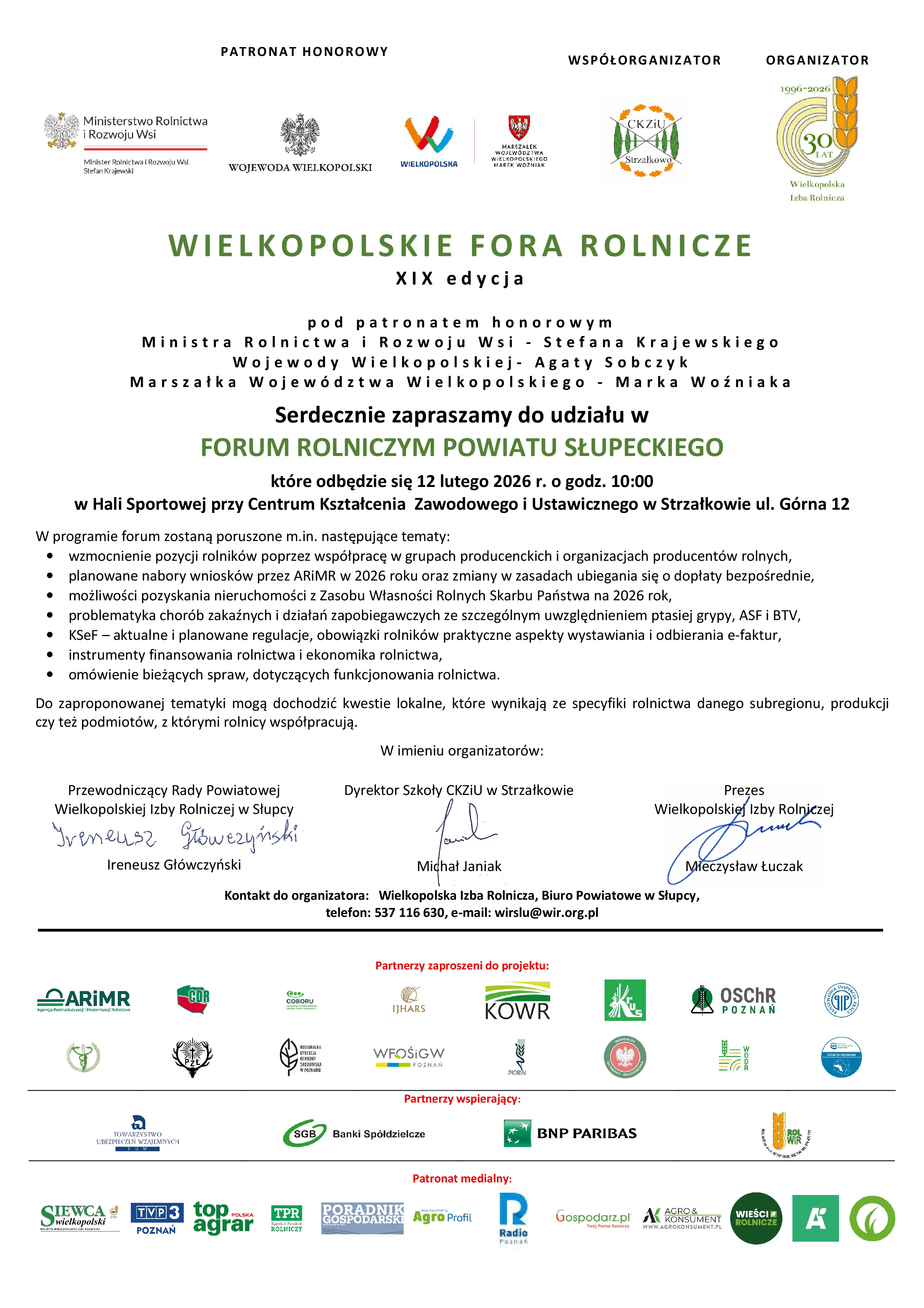 Forum Rolnicze Powiatu Słupeckiego – 12 lutego 2026 r.