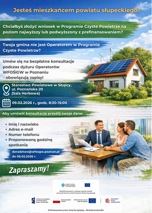 Dyżur operatora WFOŚiGW w powiecie słupeckim 